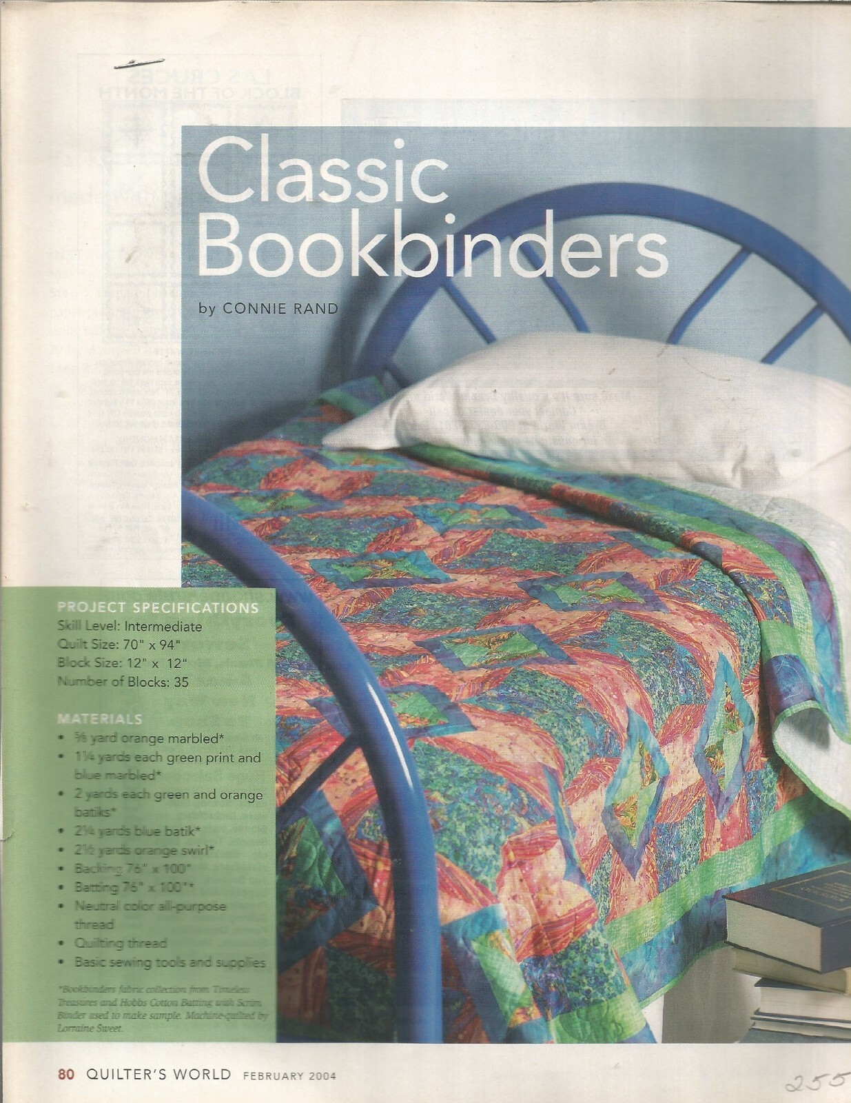 C0485  CLASSIC BOOKBINDERS QUILT  PATTERN/INSTRUCTIONS