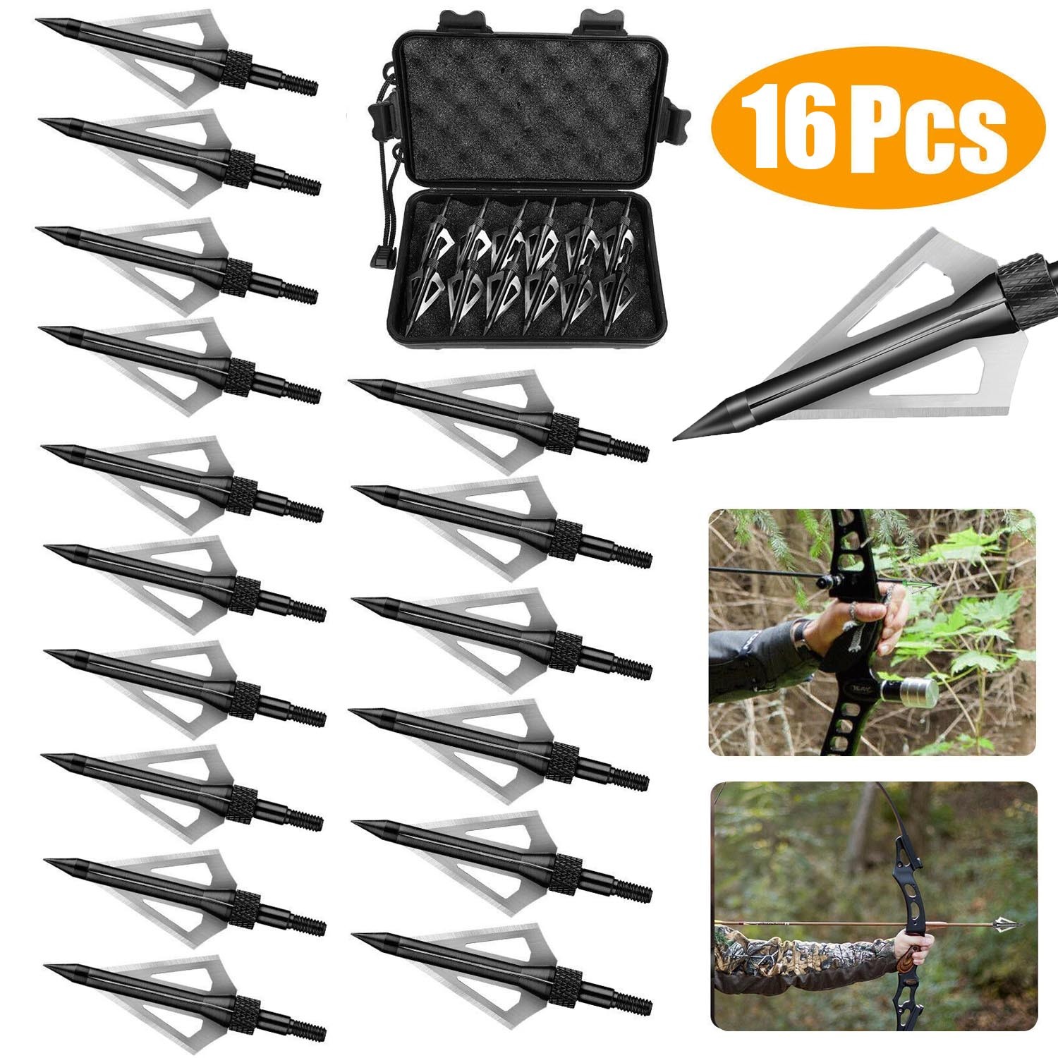 100Grain 3Blade Hunting Archery Broadheads Compound Bow Fixed Arrowhead Tip