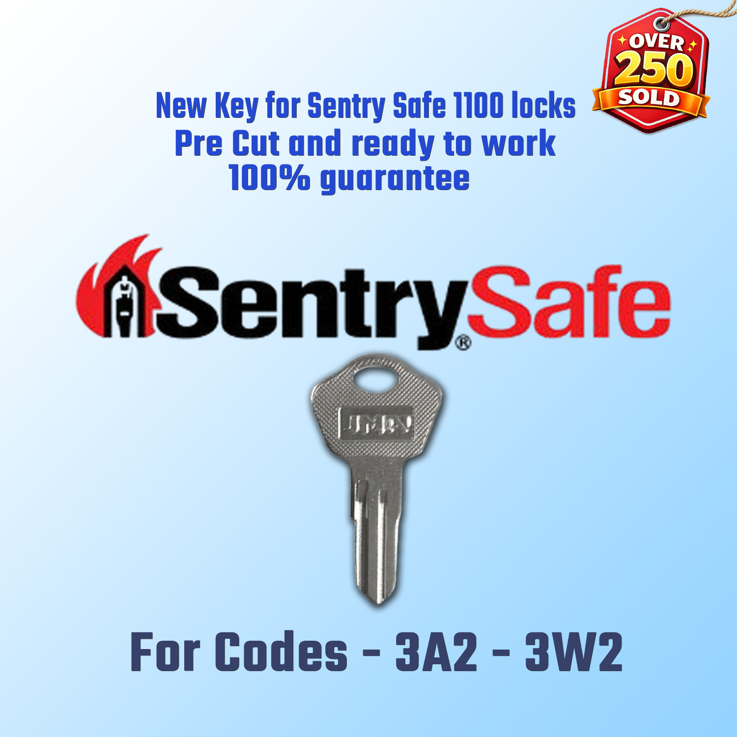 3A2-3W2 key for Sentry safe 1100 locks. Cut to your code, Licensed Locksmith.