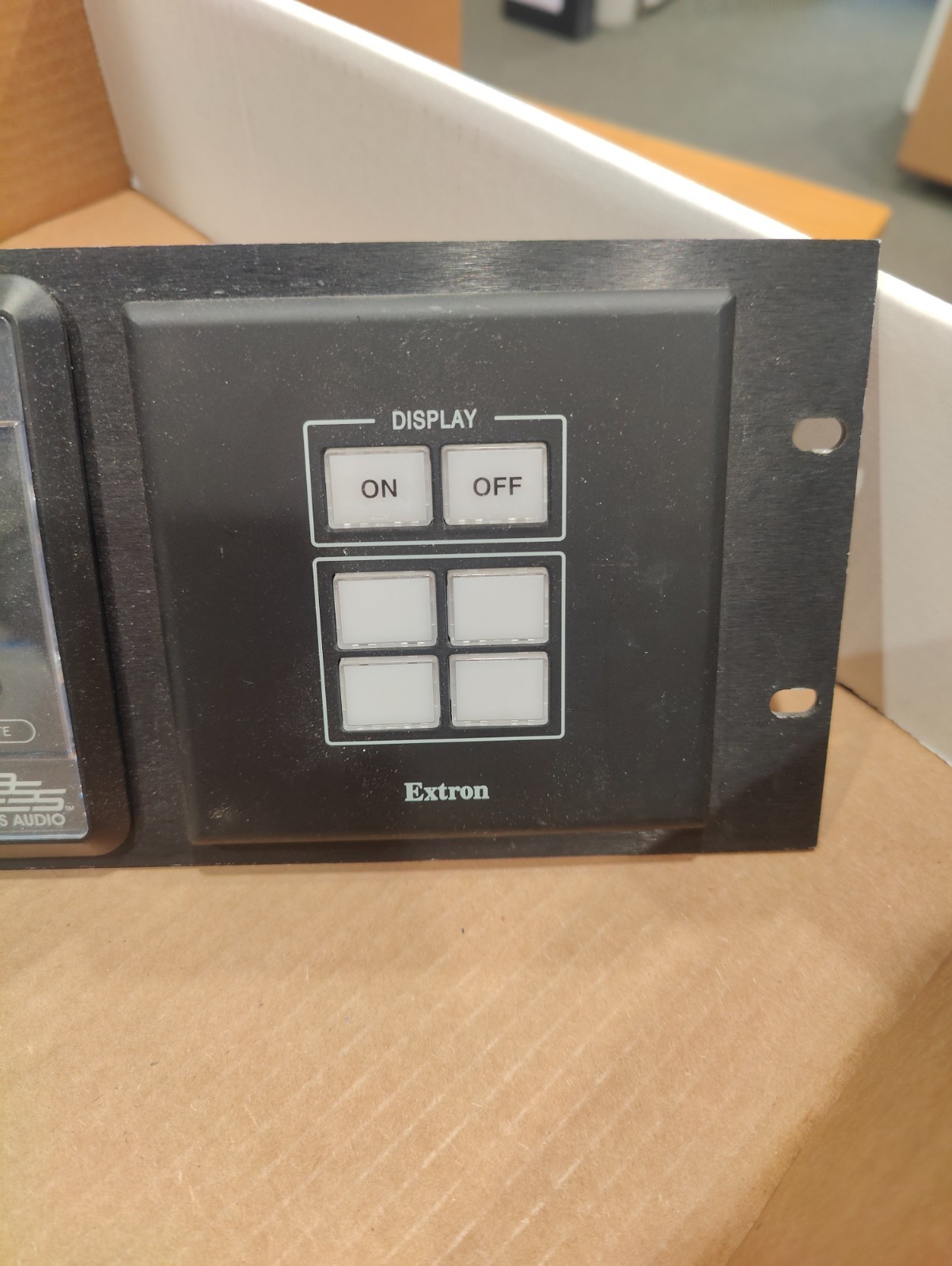 x2 EXTRON MLC Plus media switcher device and BSS Audio Rack AV controller device