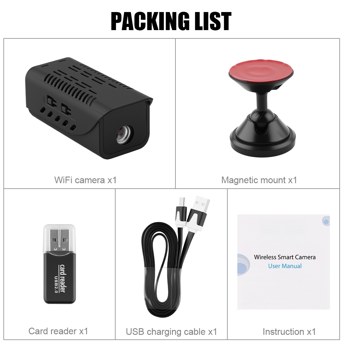 Mini Wireless Record Camera WiFi IP Home Security DVR Motion Detection USB 1080P