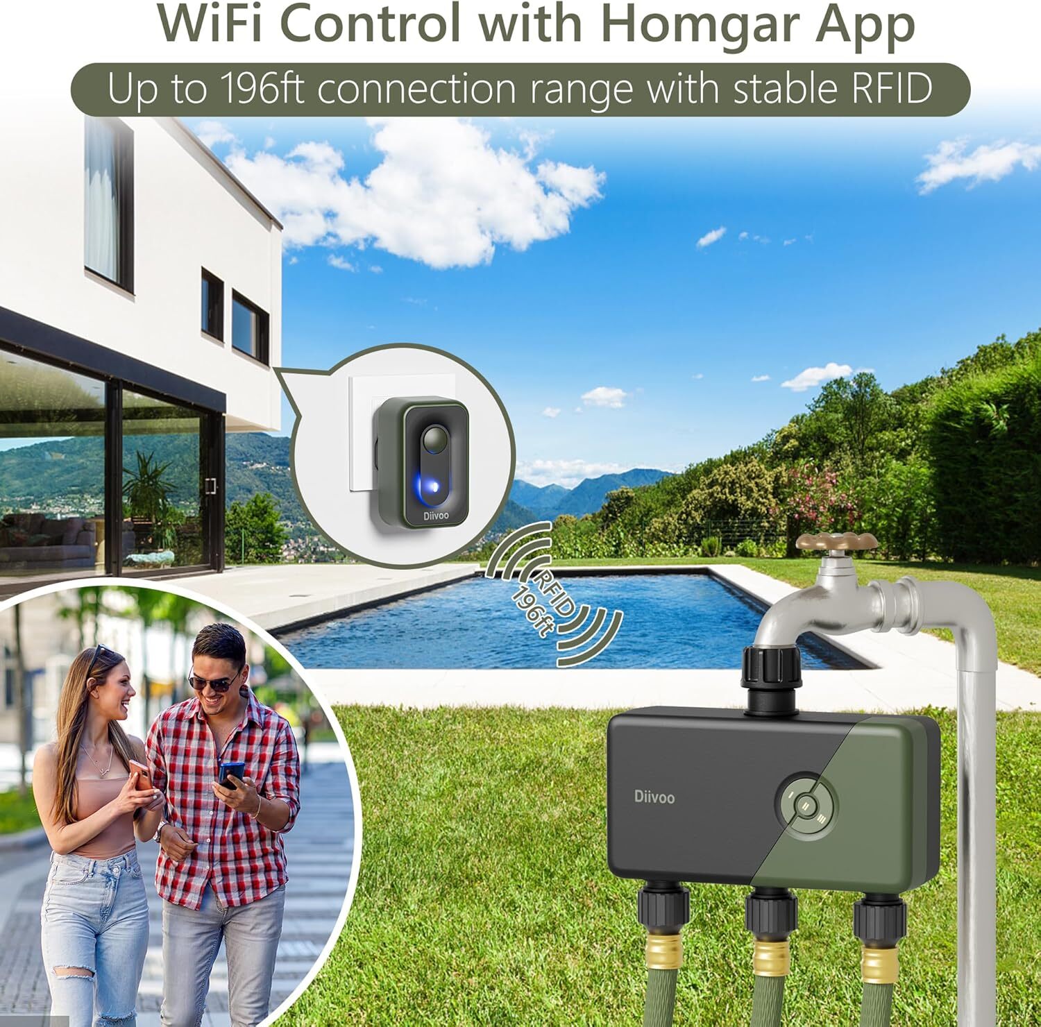 Lawn Smart Sprinkler Watering Timer WiFi Irrigation Controller Water Timer 3Zone