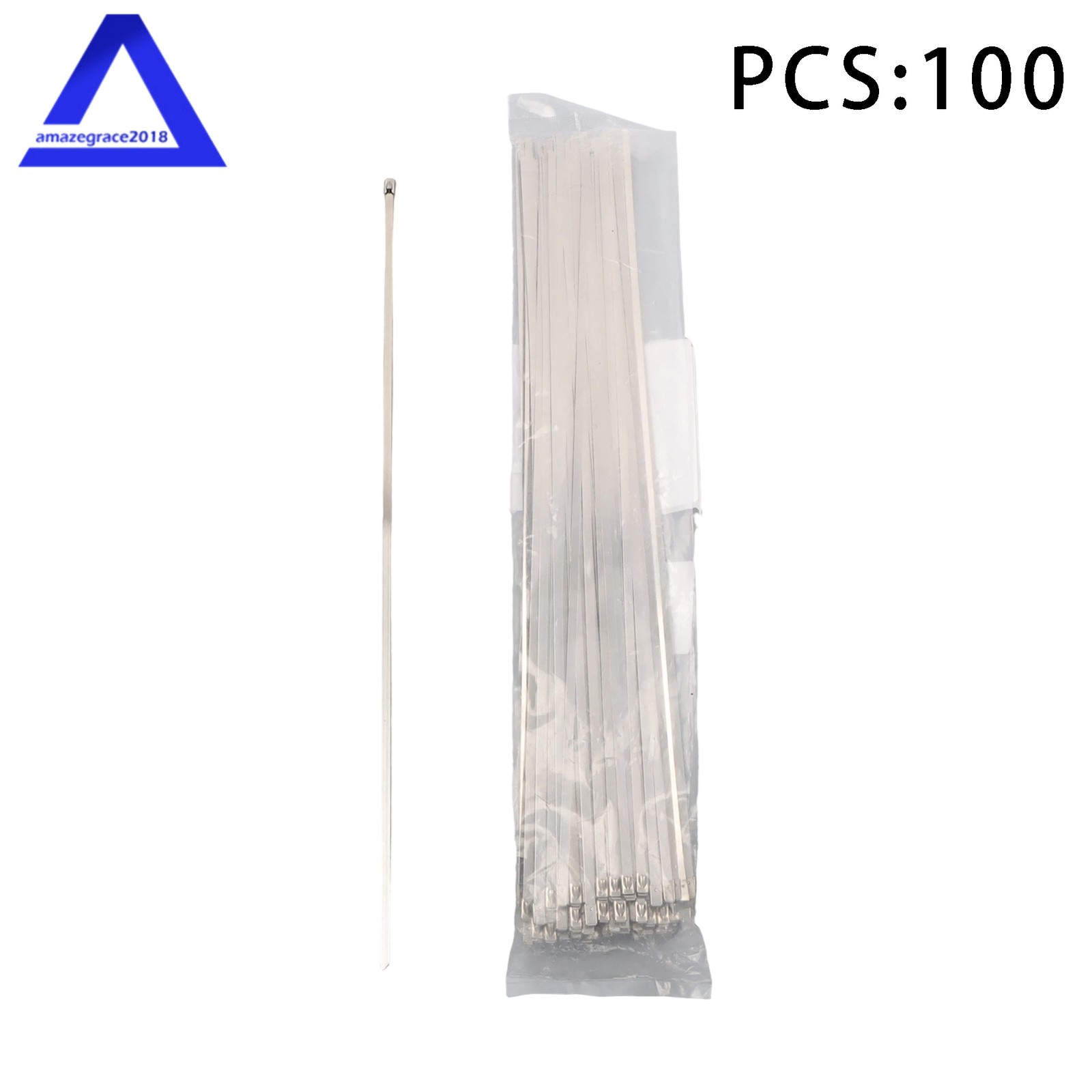 100Pcs Stainless Steel Cable Ties, 18 Inches, Heavy-Duty Self-Locking, 270 lbs