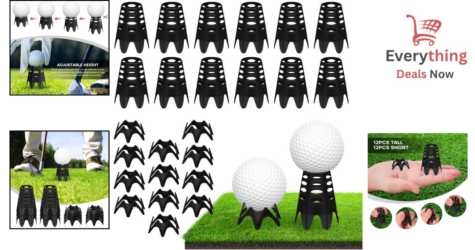 Golf Practice Tees 24pcs - Plastic Simulator Tees for Driving Range & Indoor Use