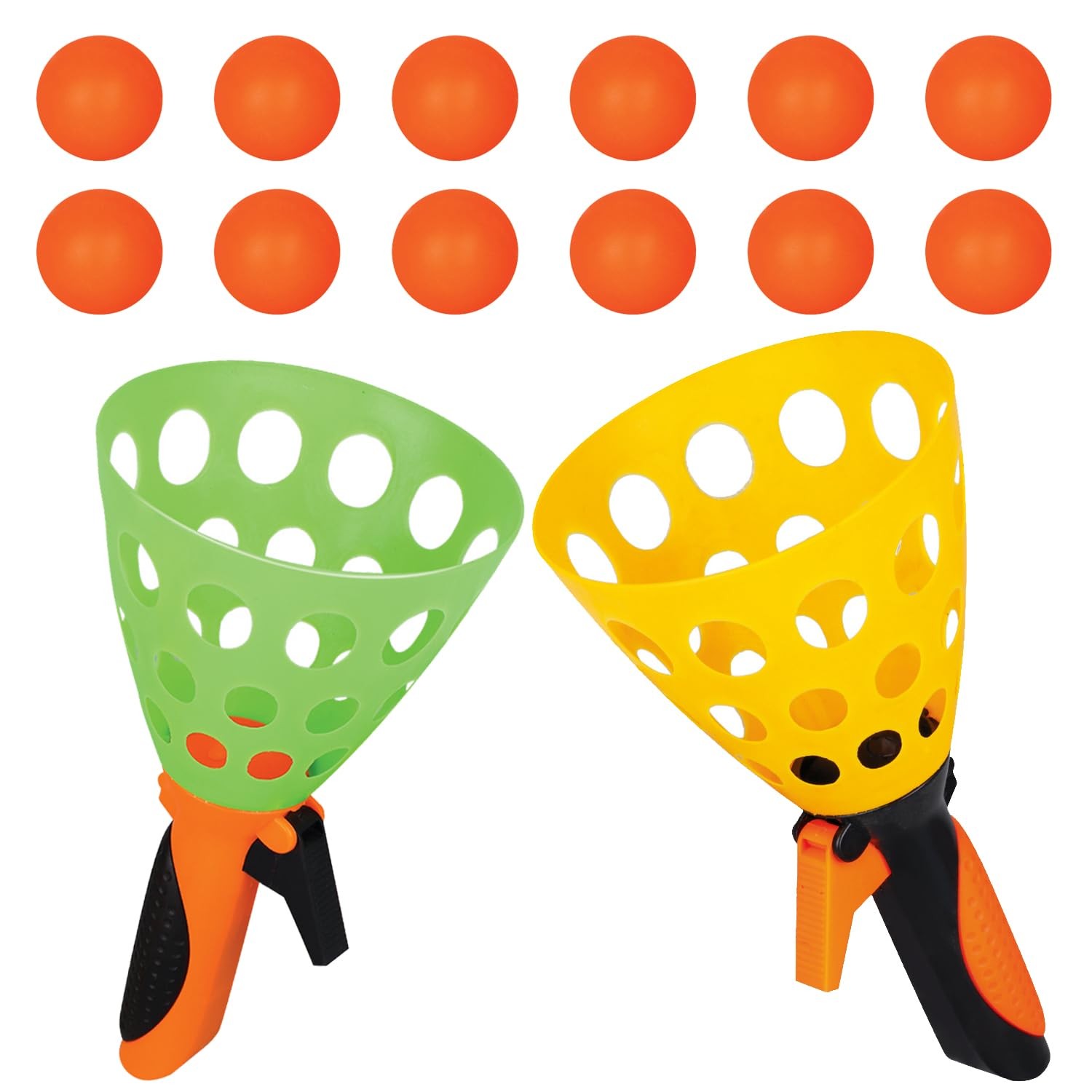 "Pop and Catch Ball Game for Kids, Outdoor Indoor Family Toy with 2 Launchers"