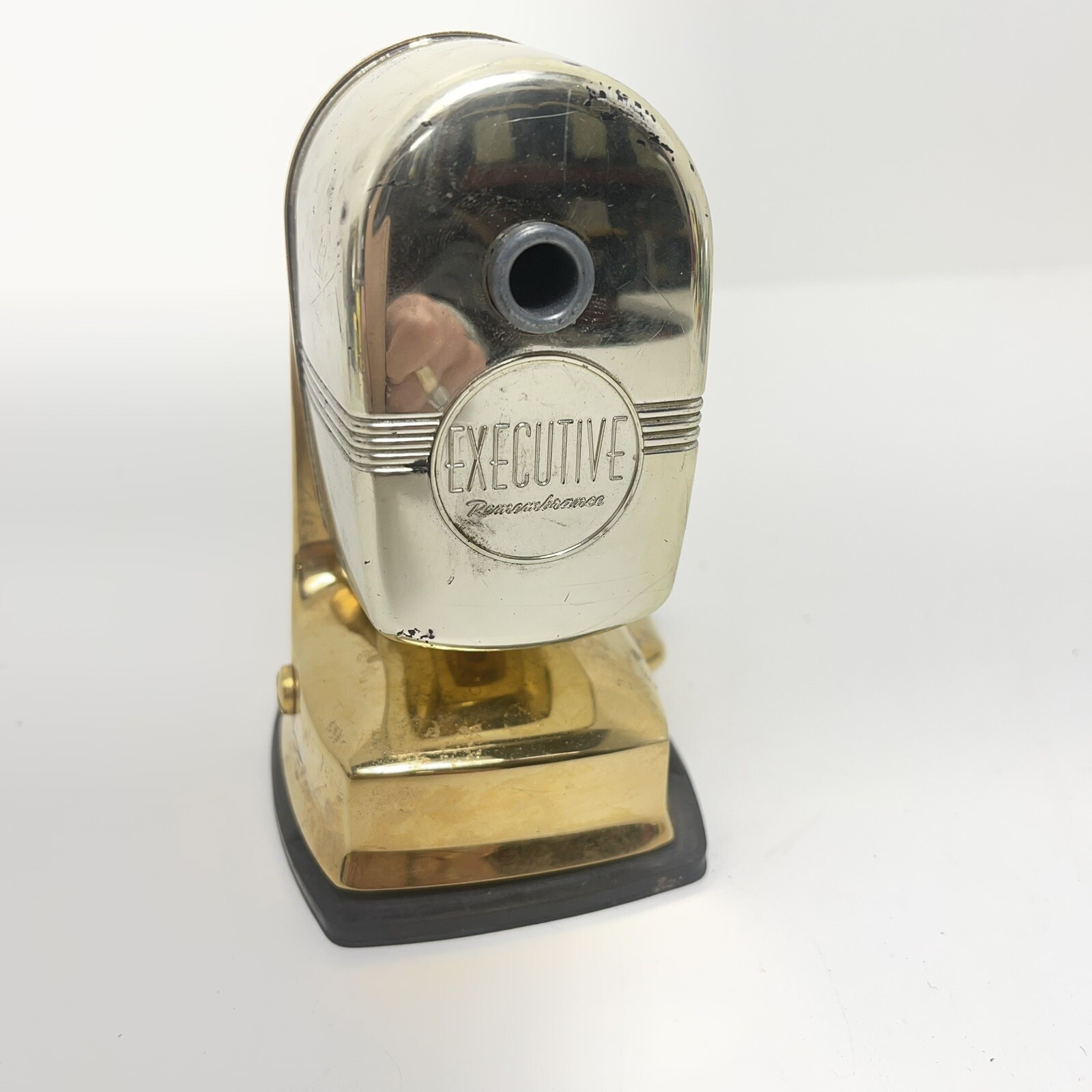 vintage Executive Remembrance Vacuum Mount Gold Pencil Sharpener SUCTION CUP