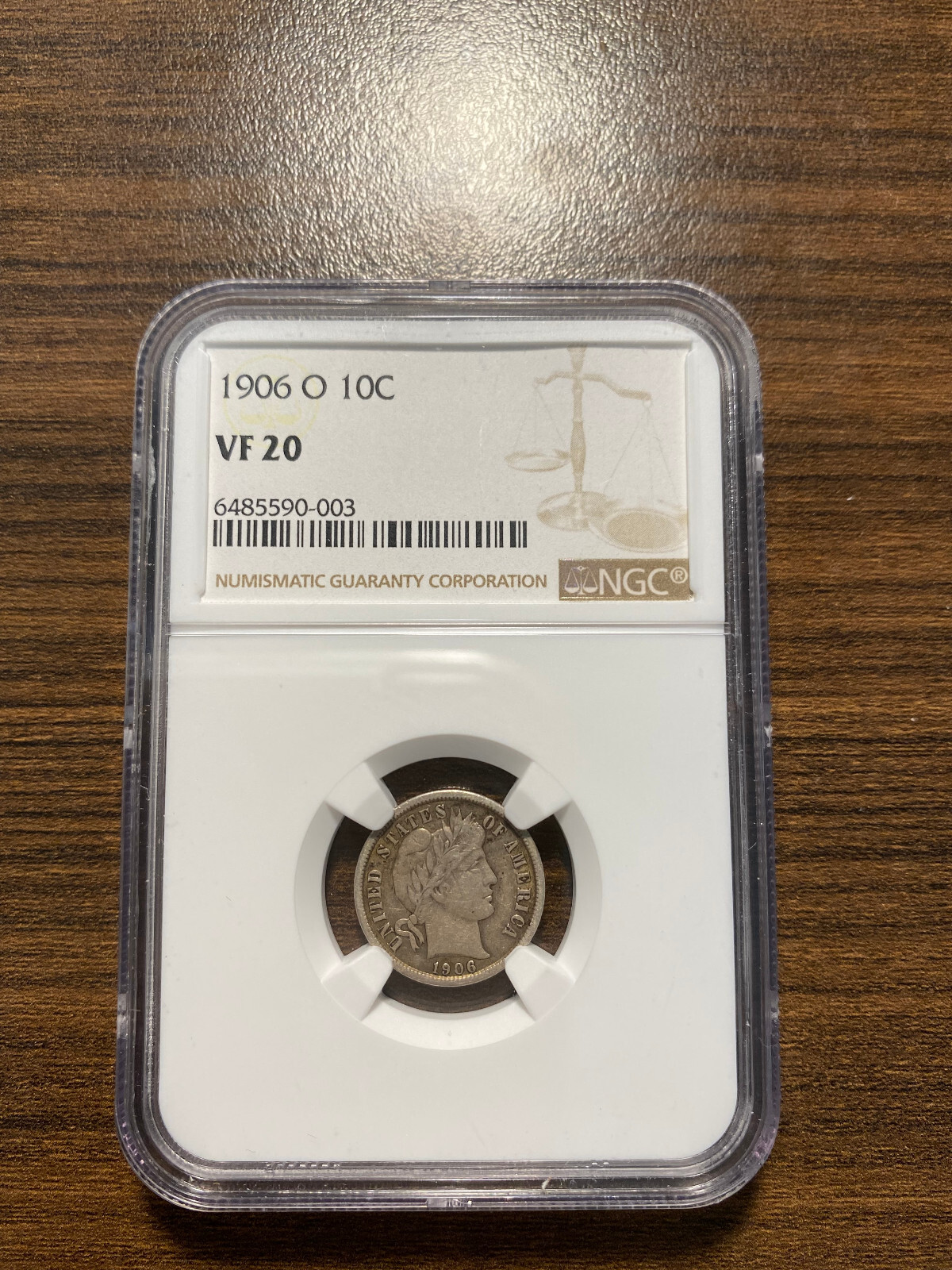 1906-O Barber Silver Dime 10C NGC VERY FINE 20 VF 20