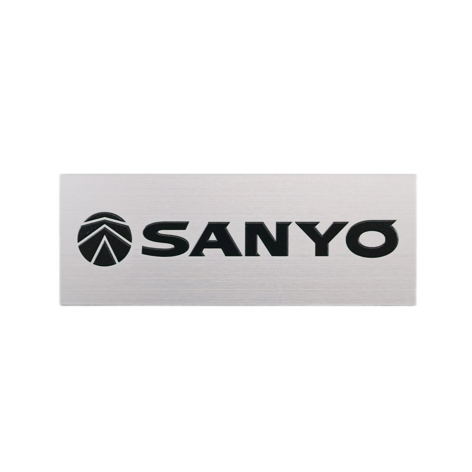 SANYO Silver brushed aluminum Speaker Custom Logo Badge 106mm(4.17")X39mm(1.54")