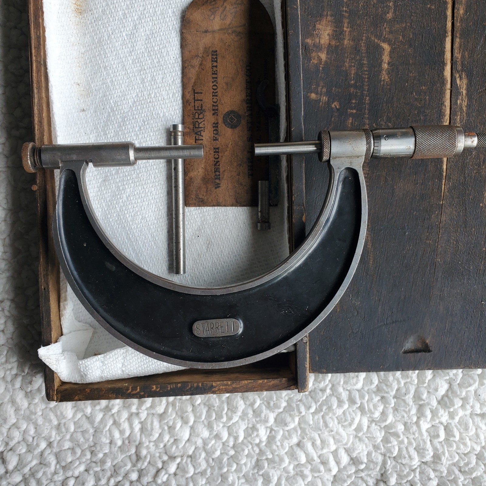 Starrett Outside Micrometer No. 226 3-4in Vintage With Wooden Box And Wrench
