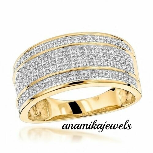 2.95CT Round Cut Lab-Created Diamond Men's Wedding Band Ring 14K 2-Tone Gold FN