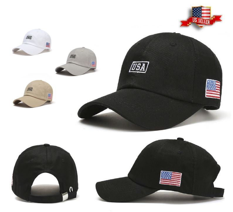 Brand New USA Flag American Patriotic Cotton Adjustable Baseball Cap Hat