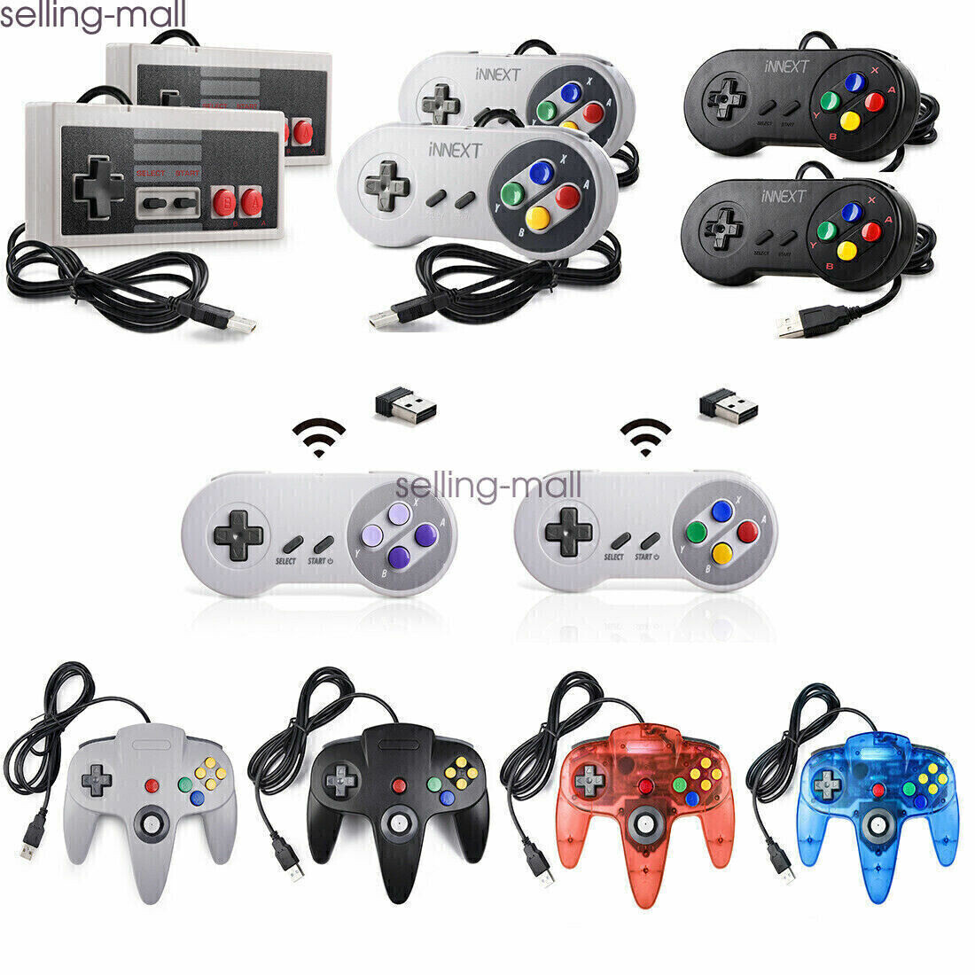 USB Wireless/Wired SNES/NES/N64 Controller for PC Mac Raspberry Pi Retropie