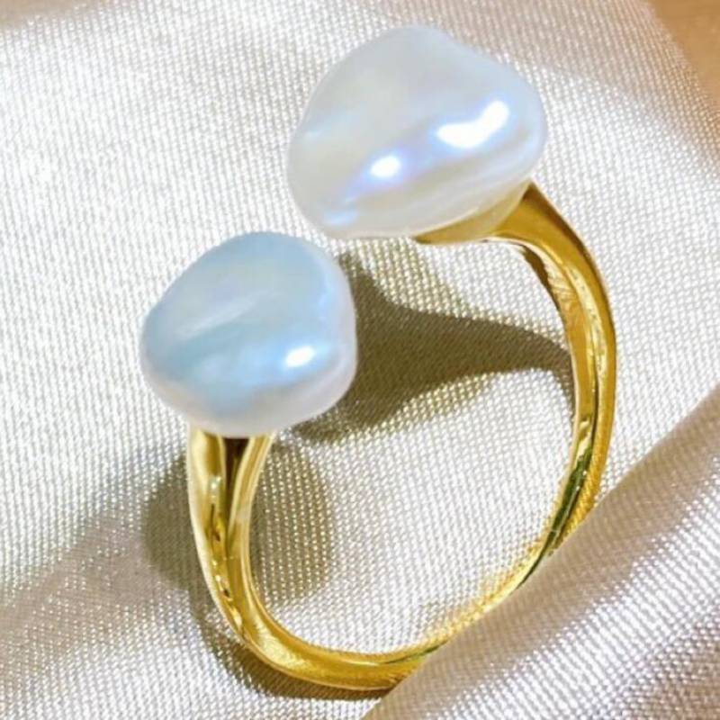 1pcs handmade white freshwater pearl ring Baroque pearl Ethnic Fashion Charming