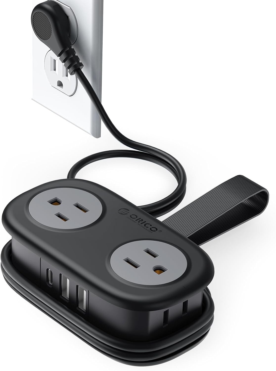 US Power Strip Surge Protector 4 AC Outlets 2 USB Ports + Type C Port 4 FT Cable