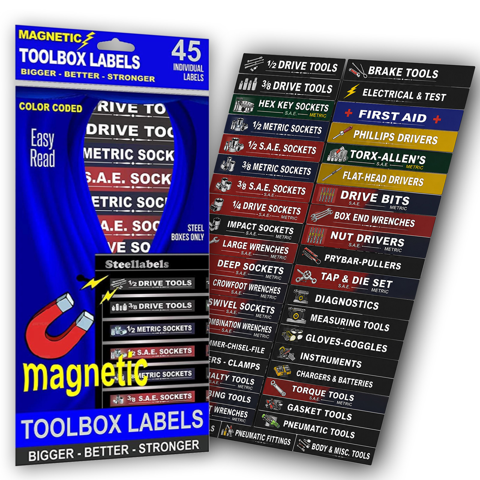 Magnetic Toolbox Labels for Tool Chest & Cabinets | Easy Read Organizer