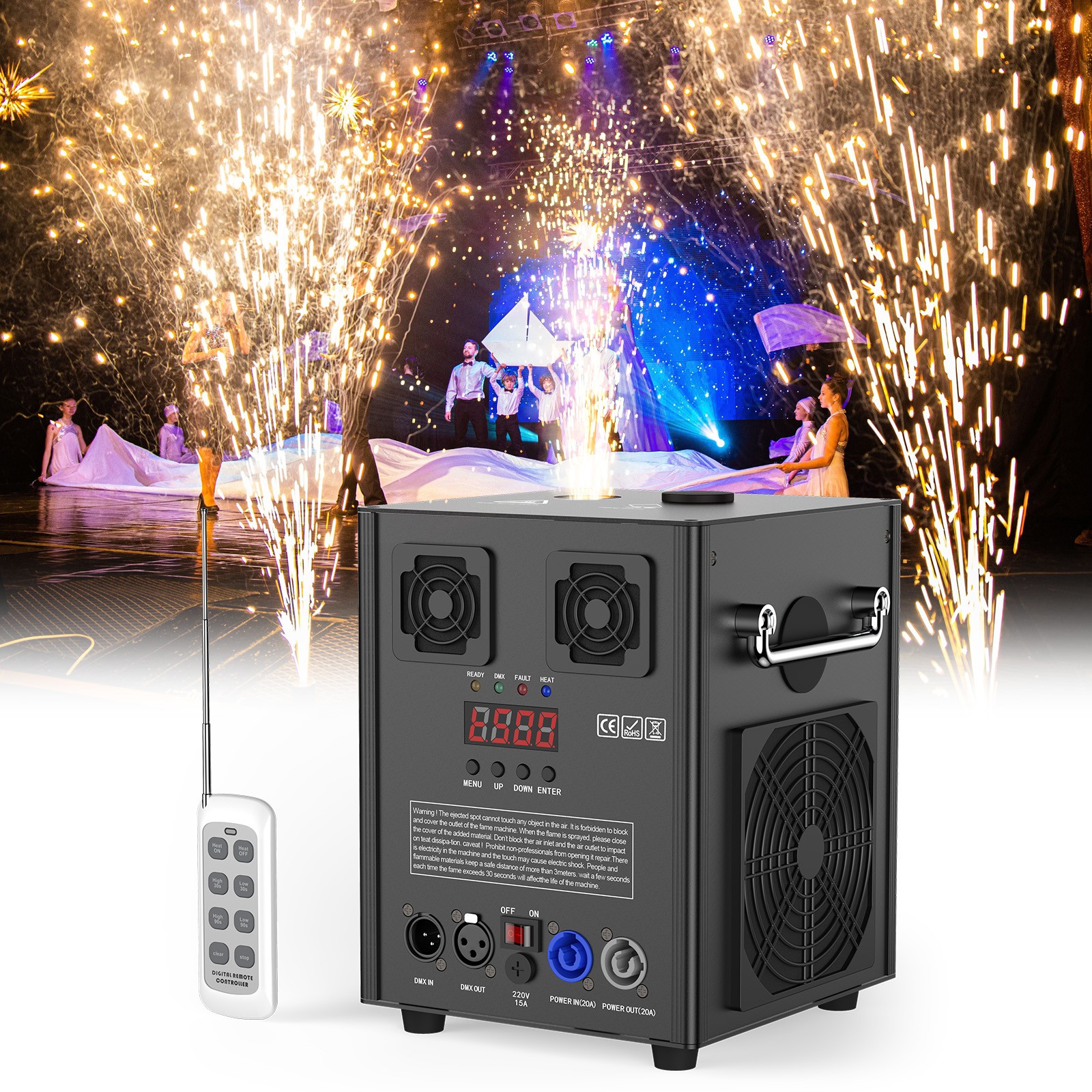 700W Large Cold Spark Firework Machine Stage Effect Party Wedding DMX w/Remote