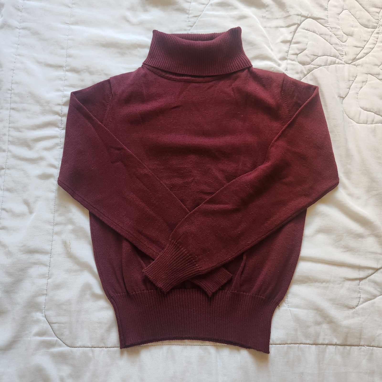 Vintage Lyle & Scott Burgundy Turtleneck Sweater Size Medium Retro Knit