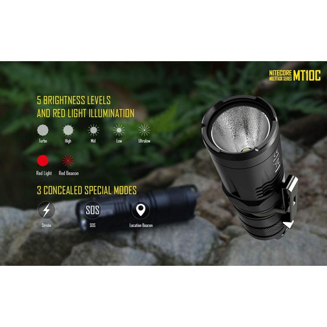 Nitecore MT10C 920 Lumen Tactical Flashlight w/ Red Light + LumenTac