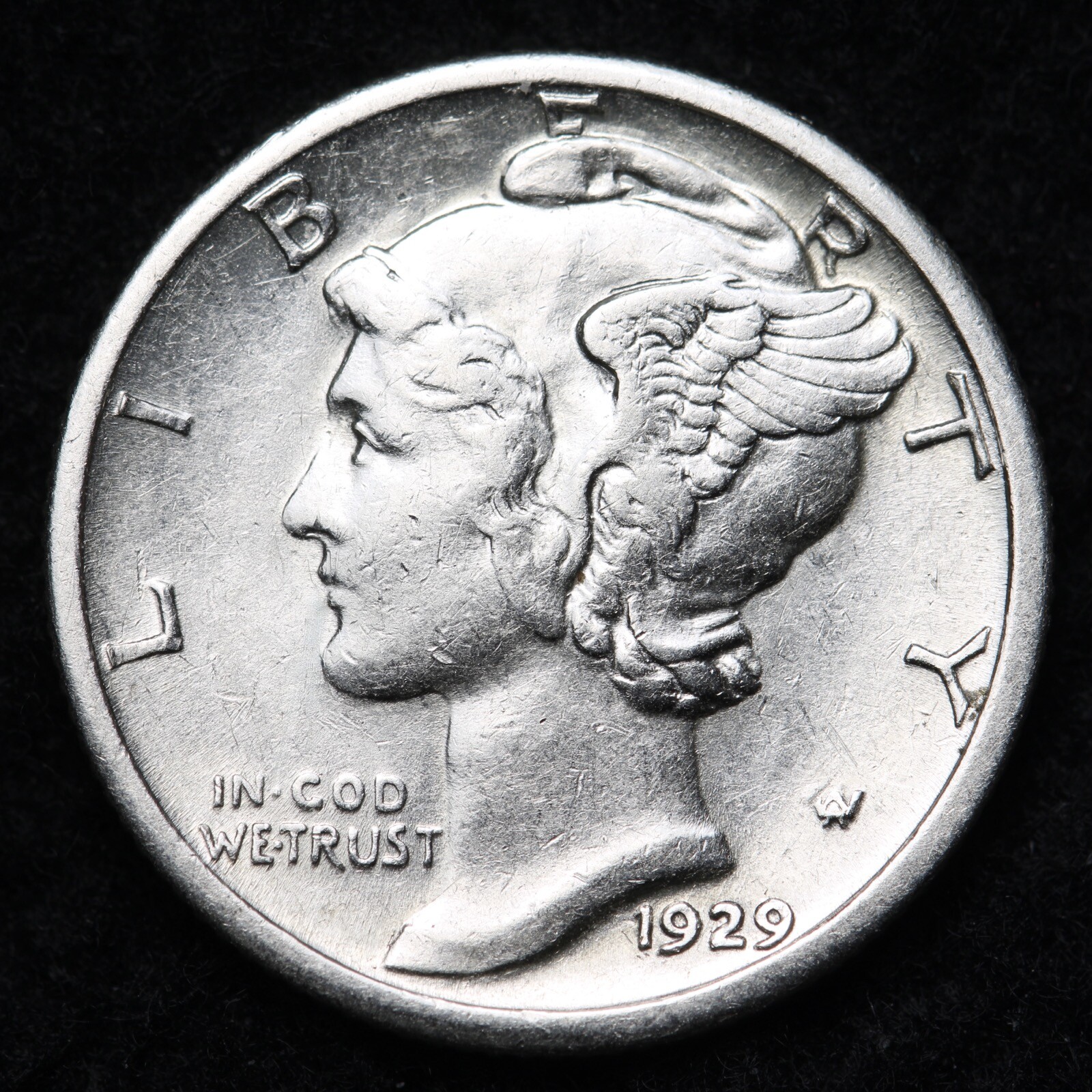 1929-S Mercury Silver Dime Nice AU FREE SHIPPING