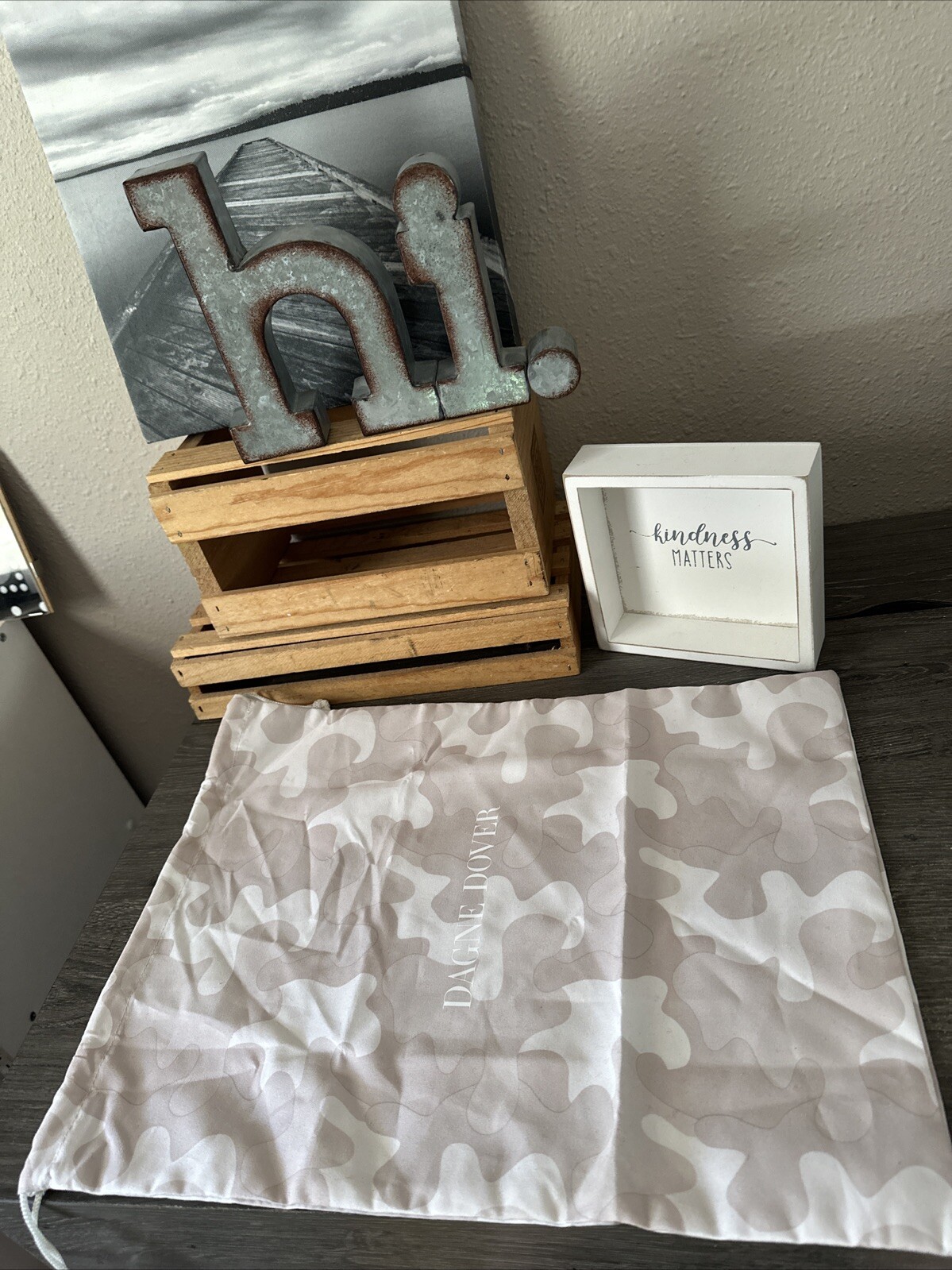DAGNE DOVER Camouflage Logo Drawstring Dust Bag 13”x17”EUC-MINT