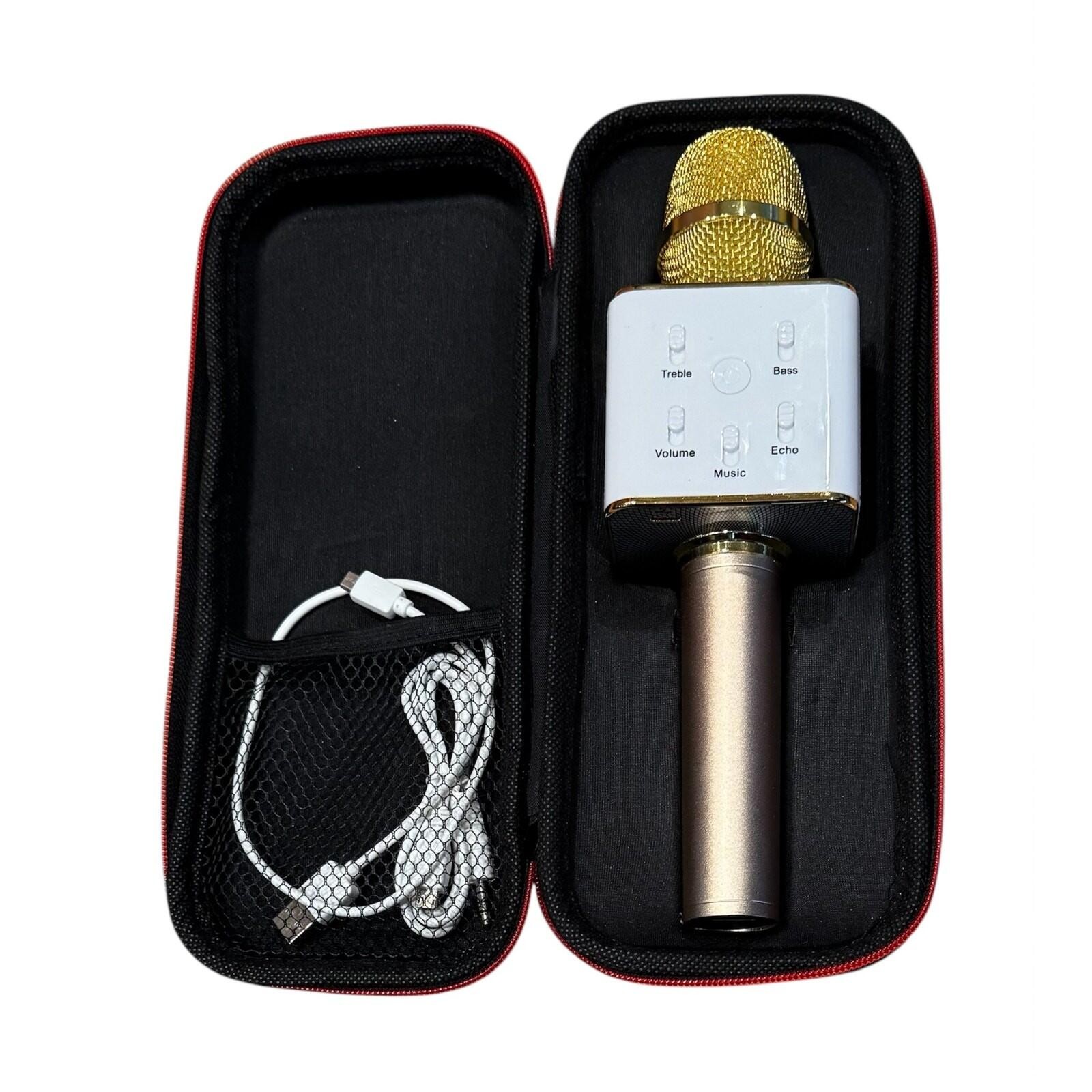 Y2K Wireless Microphone with Case Karaoke Yellow Gold tone USB Rechargeable