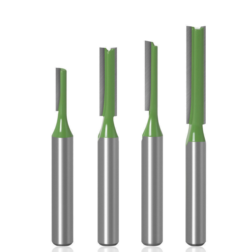 7Pcs 1/4" Shank Single Double Flute Straight Router Bit Tool Set For Woodworking