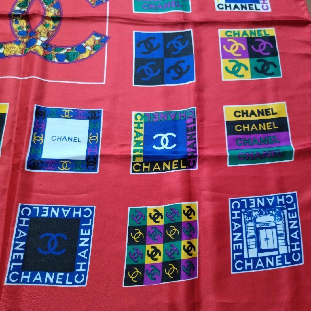 Rare Chanel Scarf Red Logo Stole Coco Mark