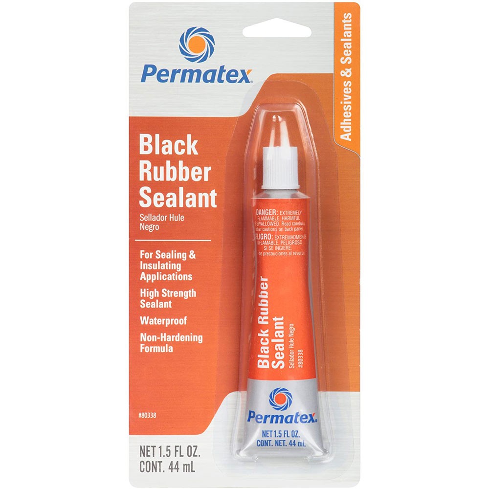 Permatex Multi Purpose Adhesive 80338; Black Rubber Sealant 1.5 oz. Squeeze Tube