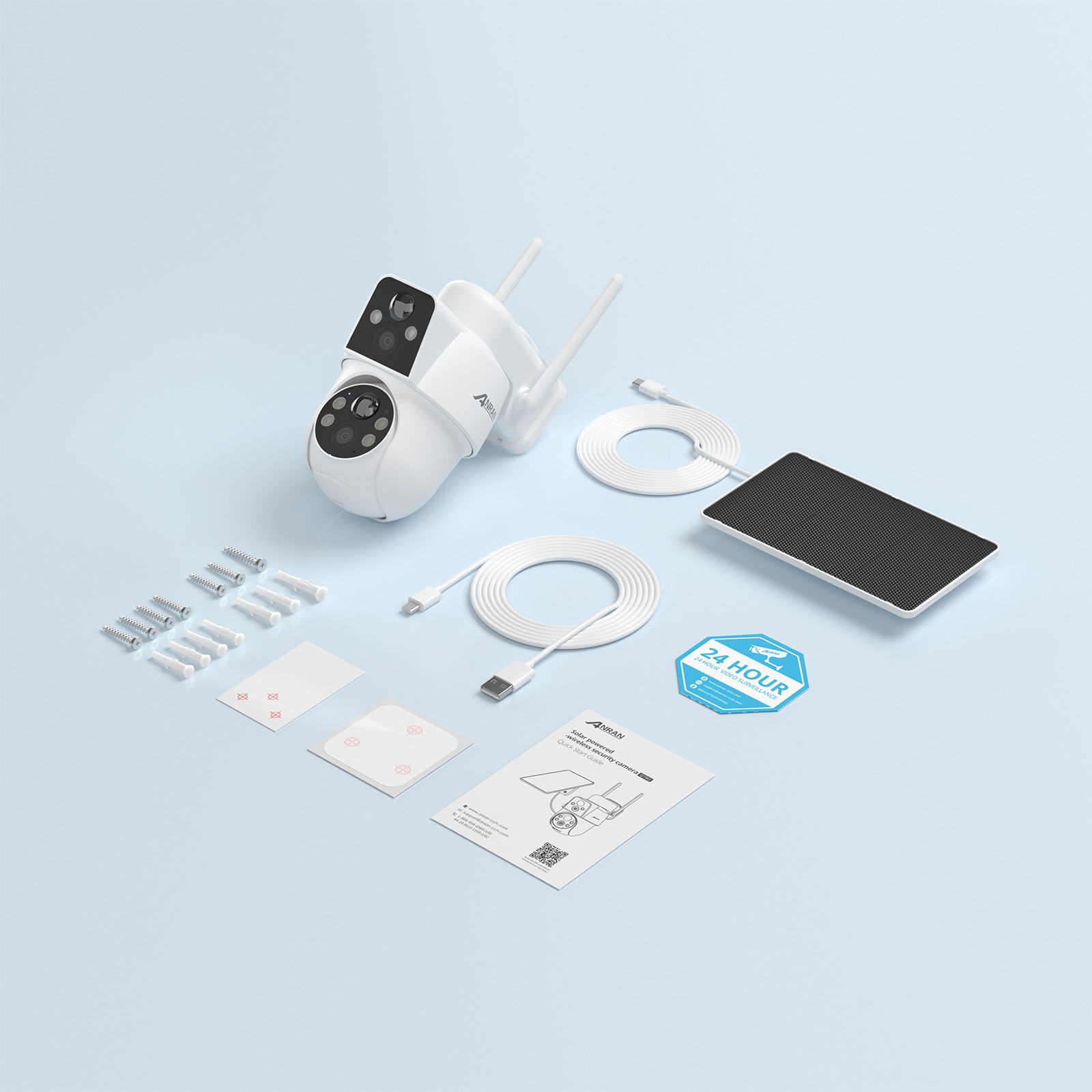 ANRAN Q7 Dual-Lens Solar Wireless Security Camera,360°PTZ Coverage & Color Night