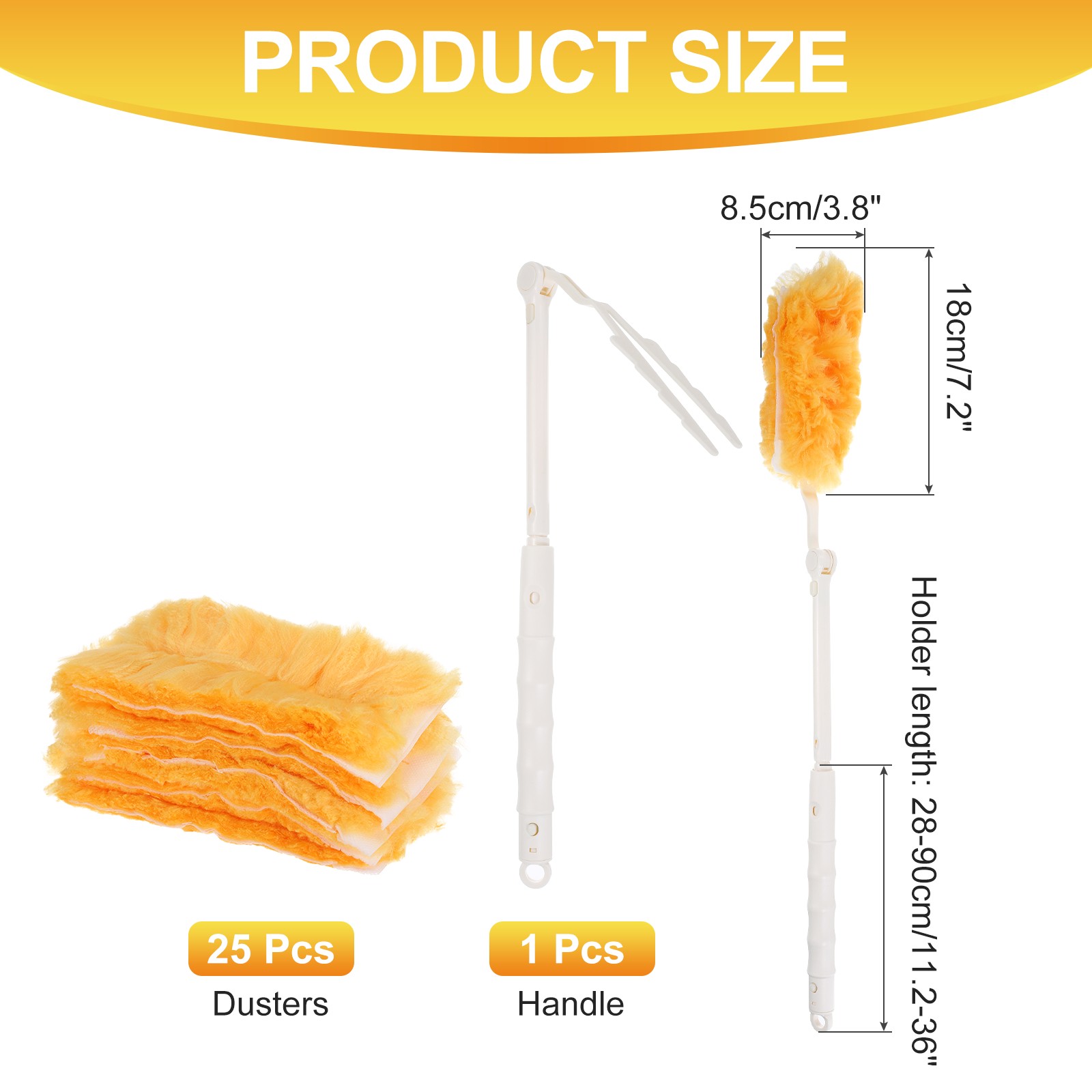 For Refill 1 Count White Flexible Handle with 25 Yellow Dusters