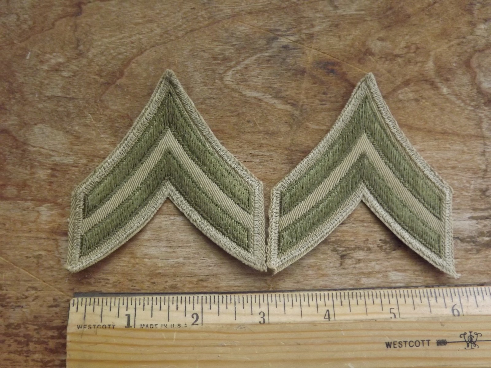 Pair, WW2 Army Corporal Chevrons, Khaki - INV# C1694