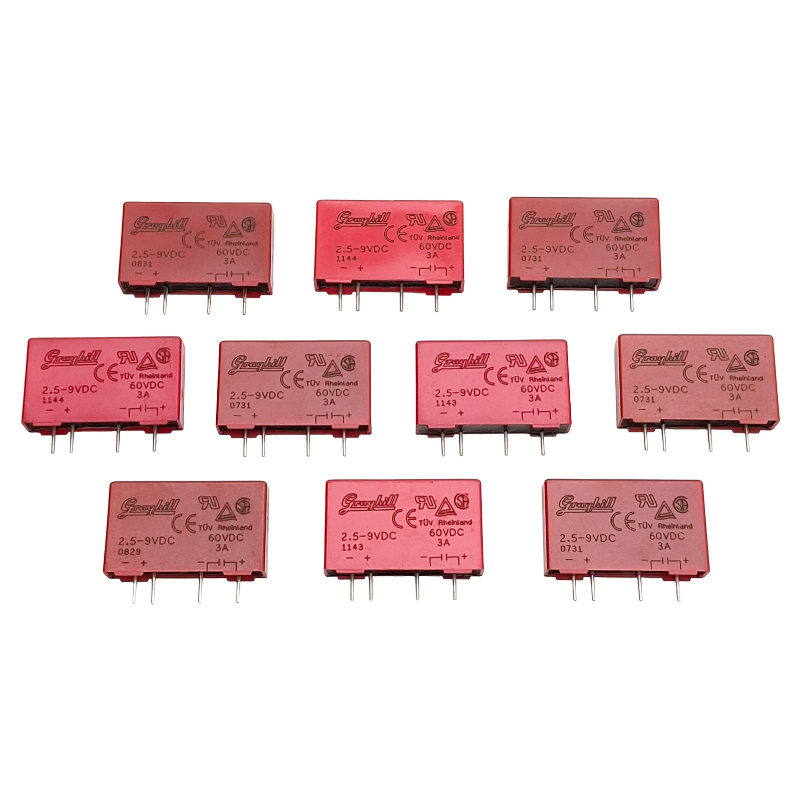 Lot of 10 Grayhill 70M-ODC5B DC Output Relay Module, 2.5-9VDC IN, 60VDC 3A OUT