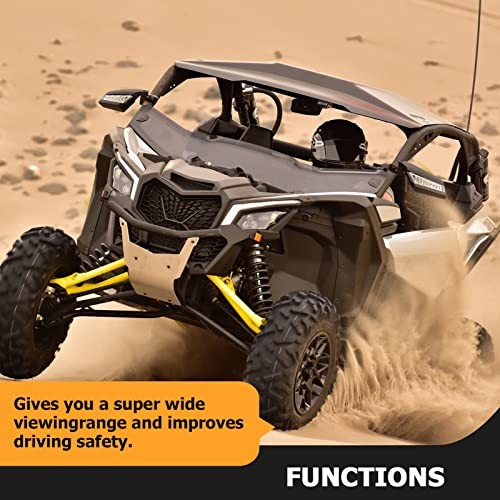 UTV Rear View Side Mirror with Turn Signal LED Light for 1.5"-2" Roll Bar