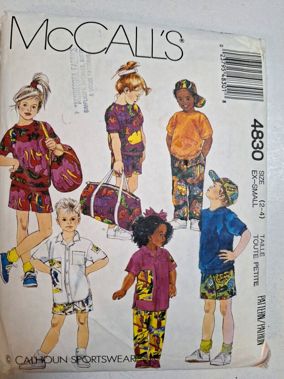 Shorts Pants Shirt Bag Hat Girls Boys XS 2 4 McCalls 4830 Sewing Pattern Cut