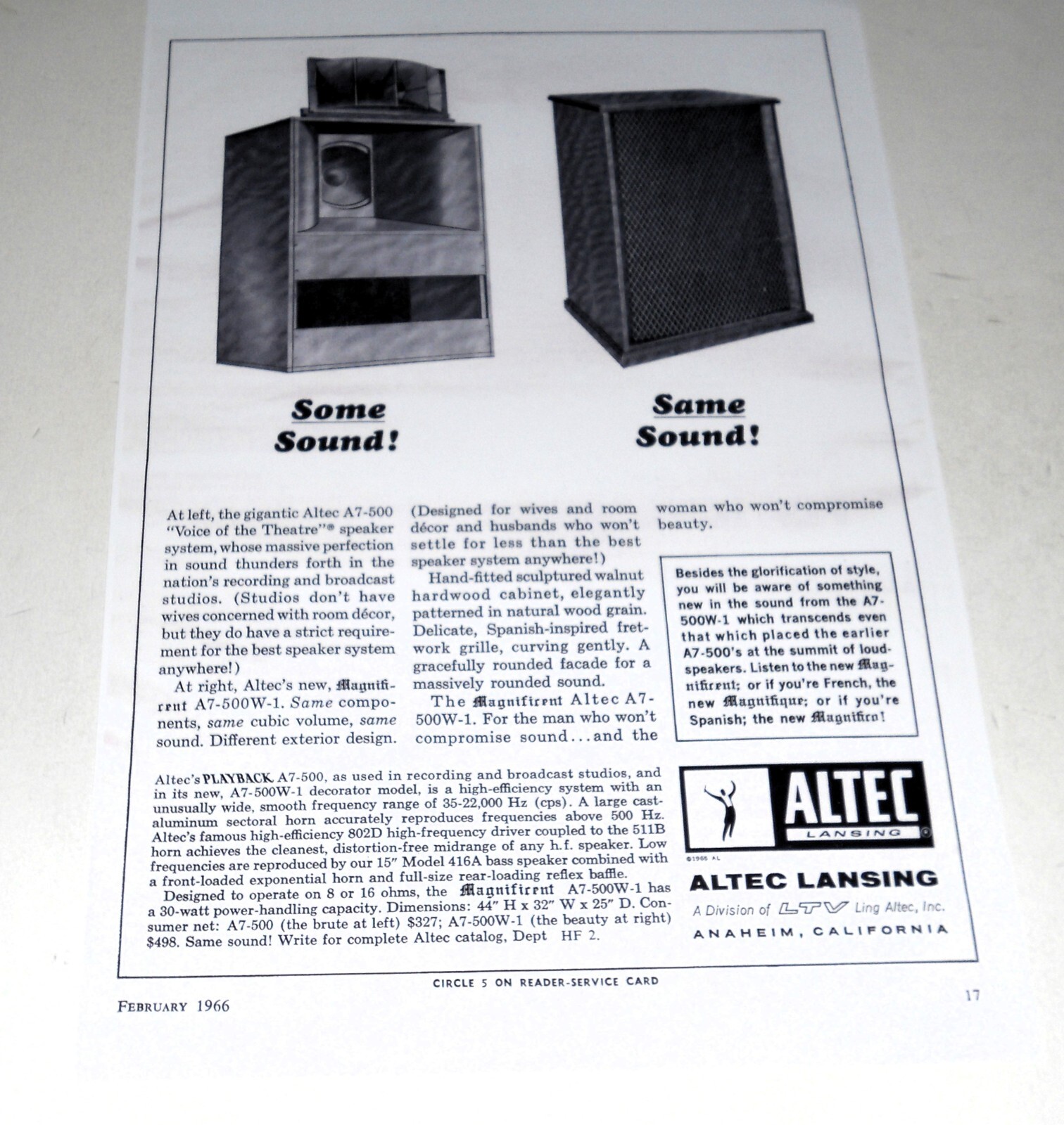 Altec Voice of the Theater Audiophile Poster 19"x13" VOTT A7-500w, Magnificent