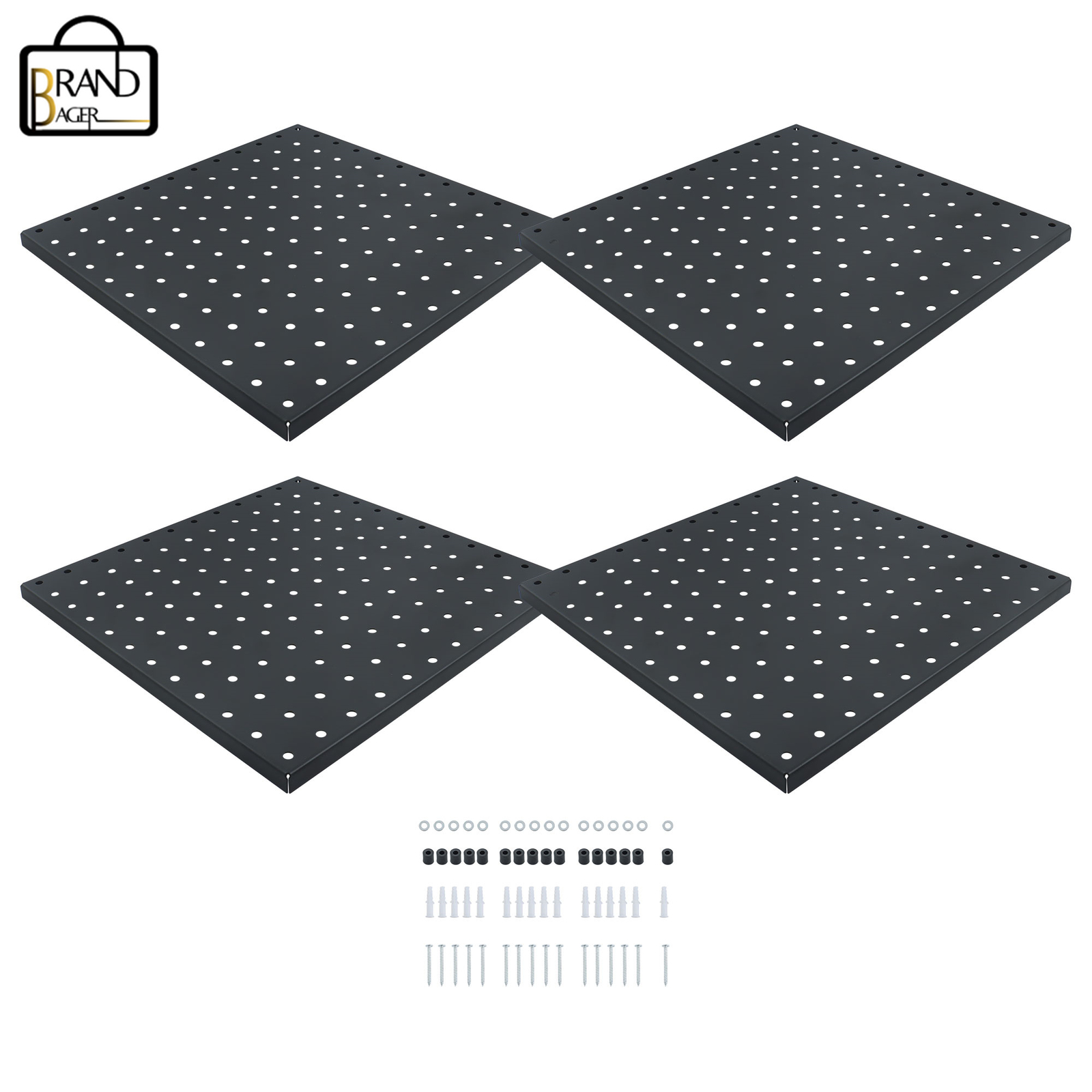 4 Pack High Quality 12"×12" Metal Pegboards Wall Organizer Panel Storage Hanger