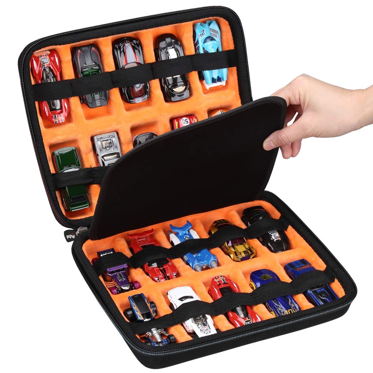 Mchoi Hot Wheels Case Storage for HOT 9.8*7.8*2.9 inches, Black, Orange
