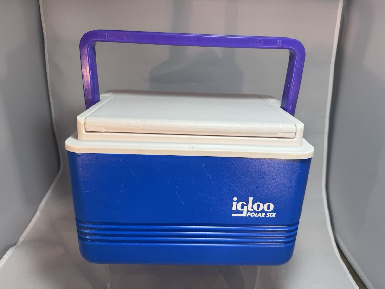 Igloo Polar Six blue purple ice chest insulated USA small lunch box 6 pack 1997