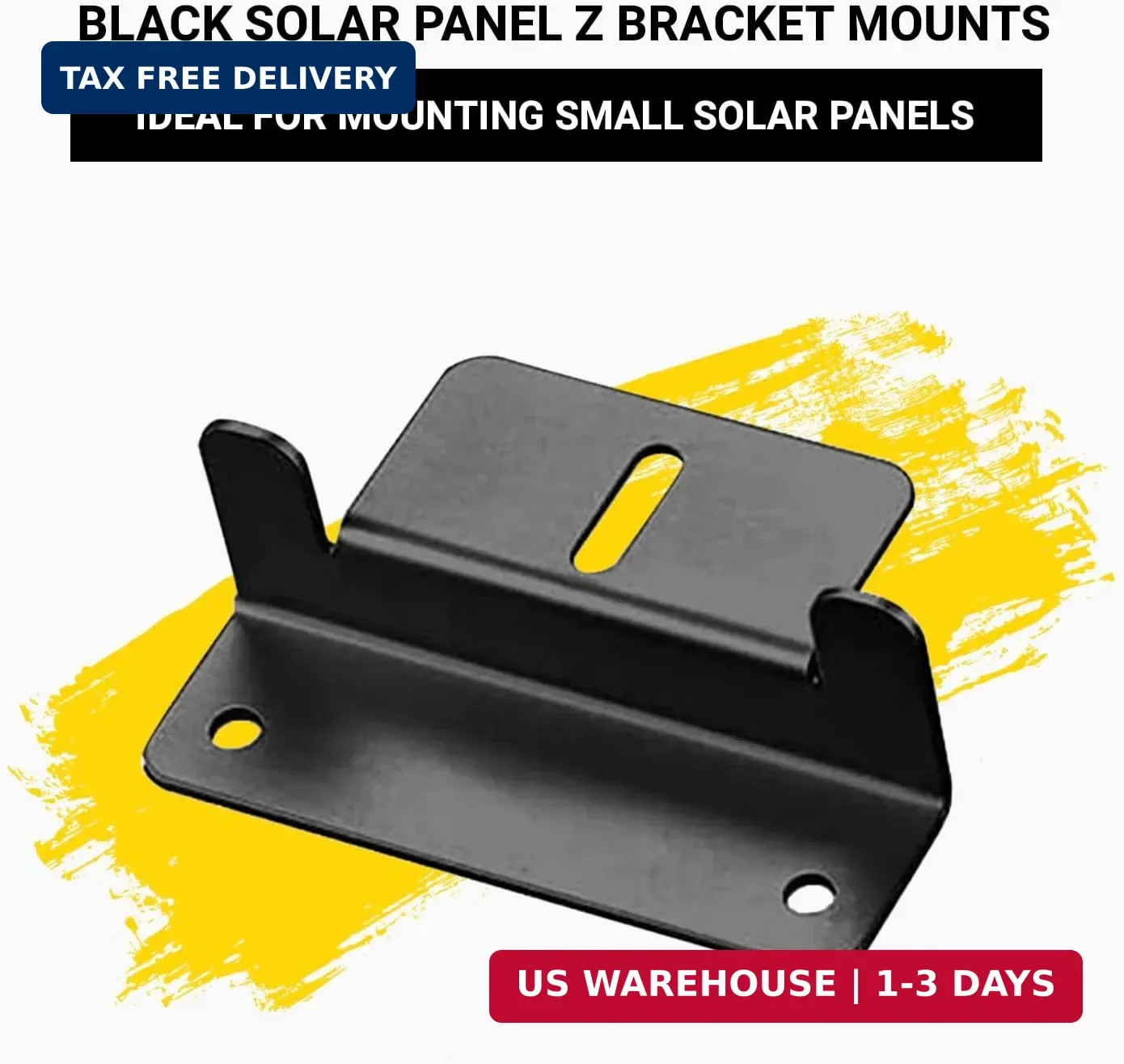 Spartan Power Black Solar Panel Z Bracket Mount - Lightweight Anodized Aluminum