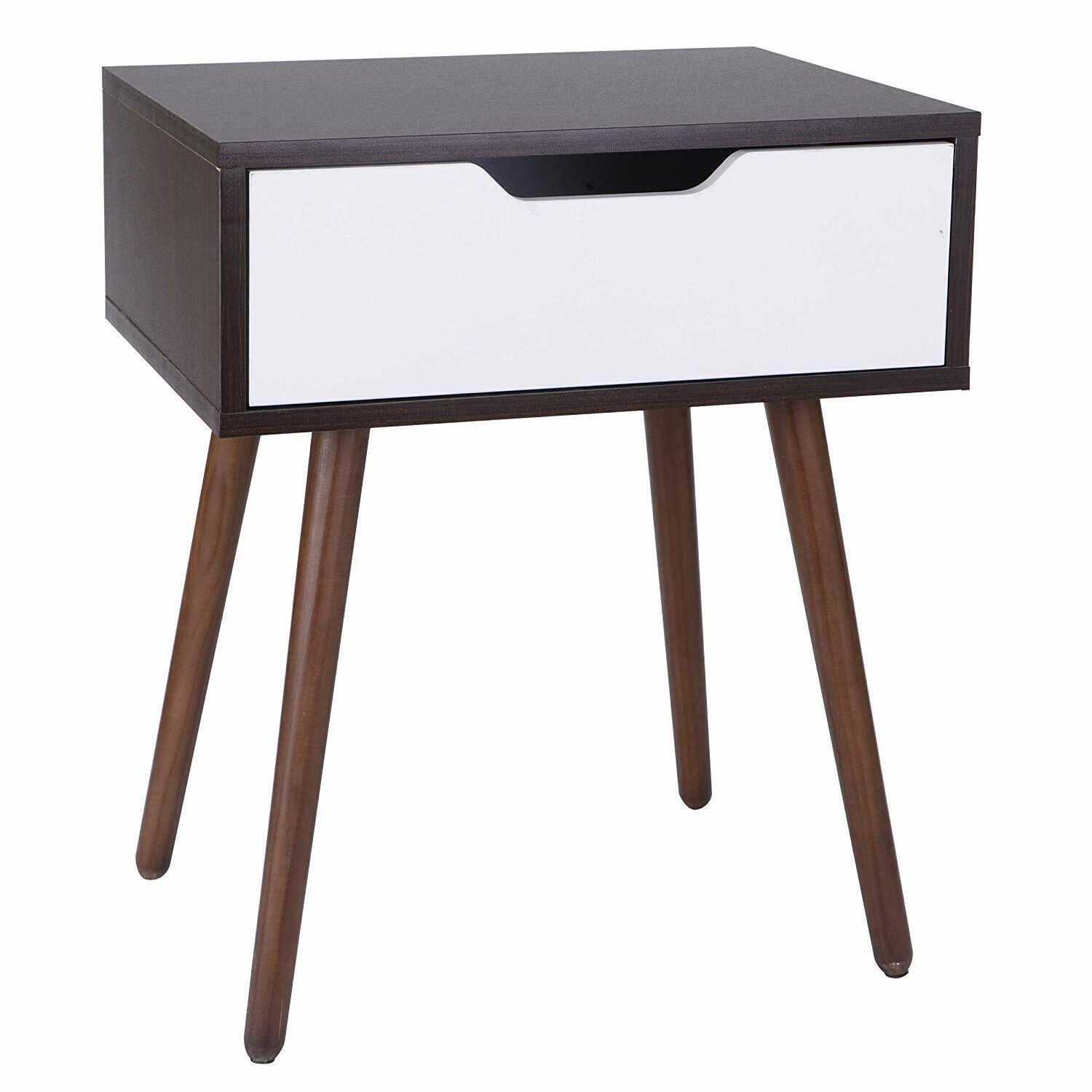 Side End Table with Drawer Saving Space Storage Bedroom Decoration Stable