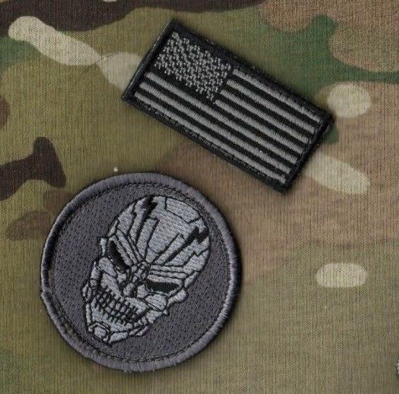 CJSOTF-A SEAL ODA GREEN BERET SFG vêlkrö 2" 2-PC: US Flag + Death Trooper Skull