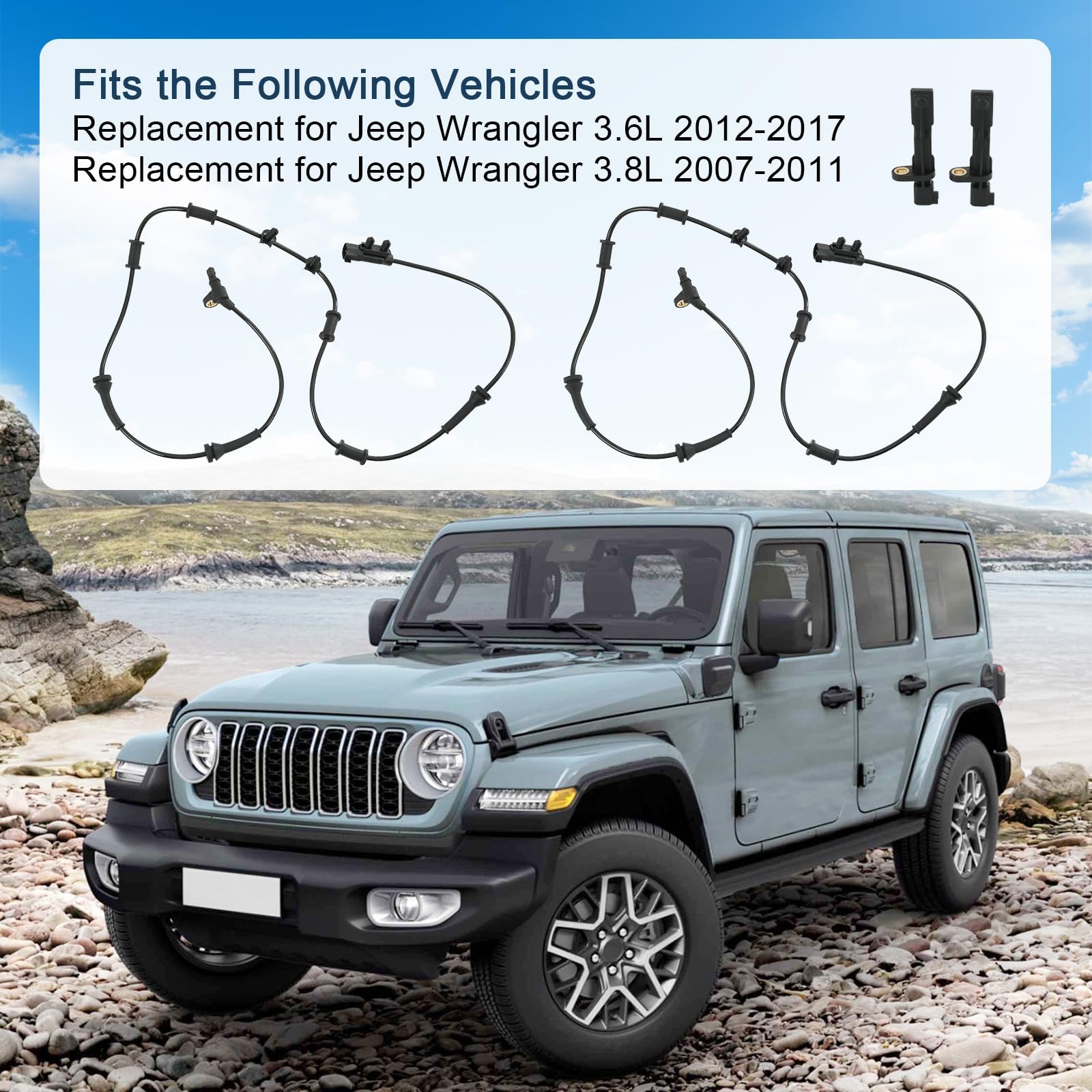 ABS Wheel Speed Sensor Replacement for Jeep Wrangler 20072017 4PCS Set