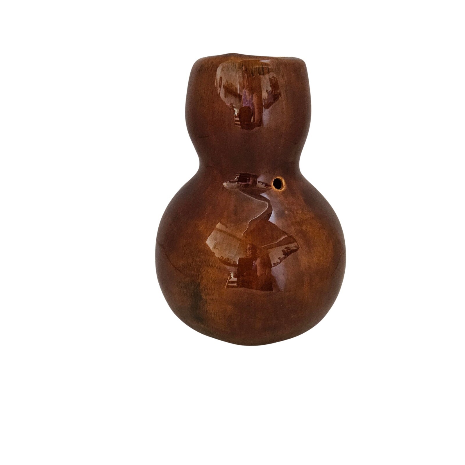 Brown Glazed Ceramic Hawaiian Cup Unique Shape Home Decor Accent Piece