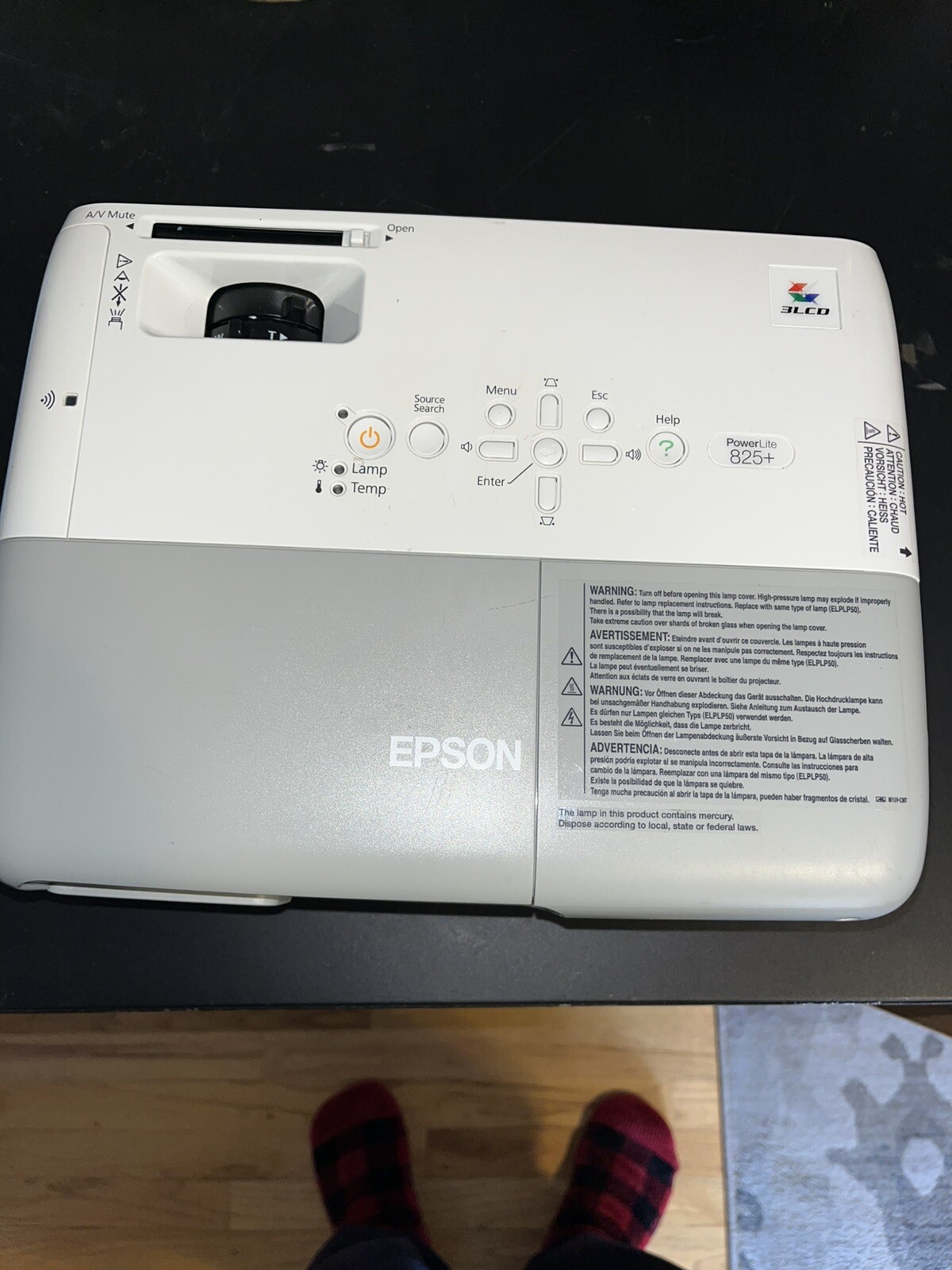 Epson H356A Powerlite 825+ LCD Projector w mount