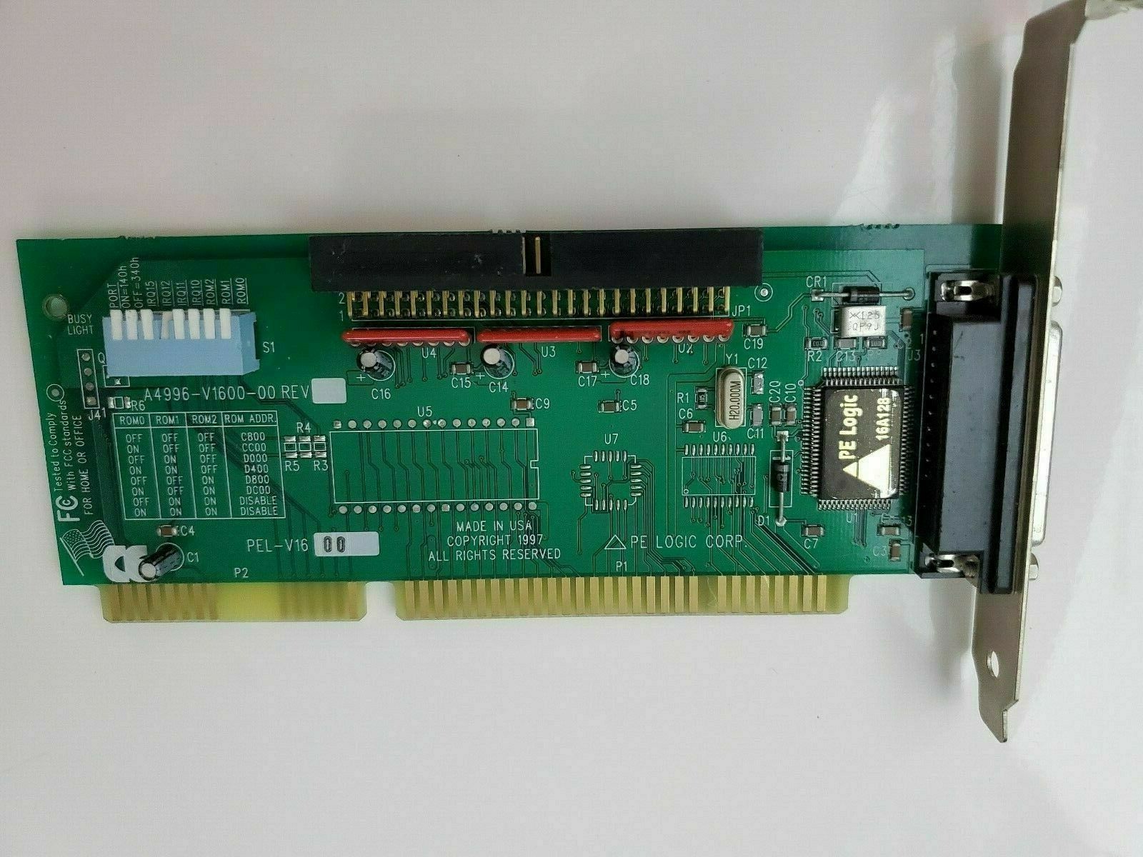 Vintage PE Logic PEL-V1600 A4996-V1600-00 ISA SCSI Card 16 Bit - New Old Stock
