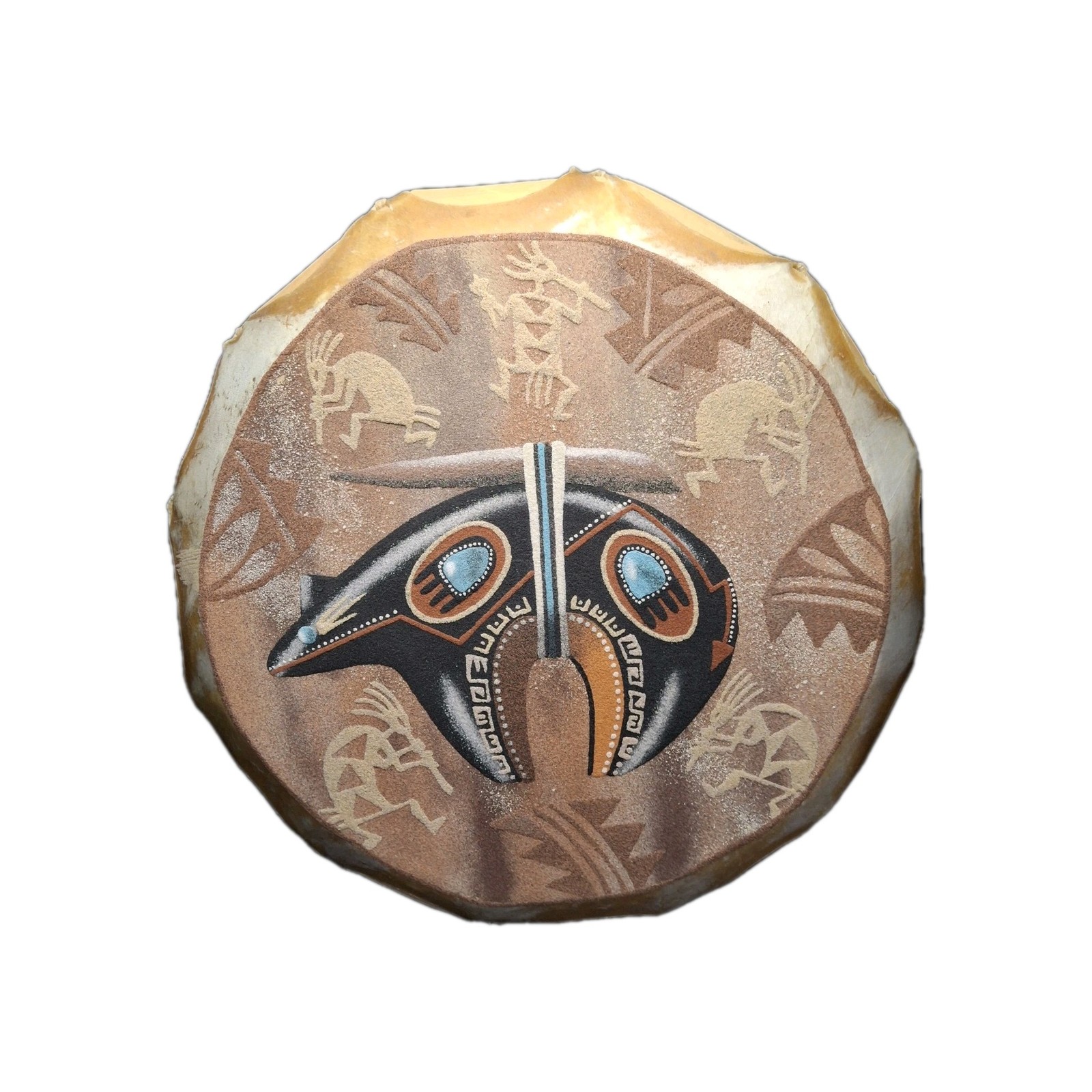 Hand Painted Hand Drum Indian Spirit Bear Rawhide Decorative Ceremonial Art