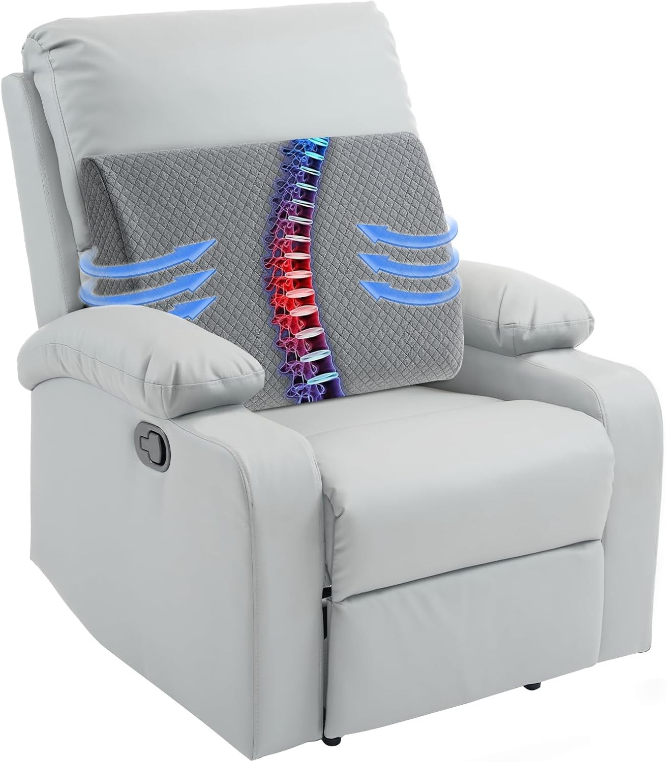 HOMBYS Lumbar Support Pillow for Recliner 20“x13.5"x5", Grey