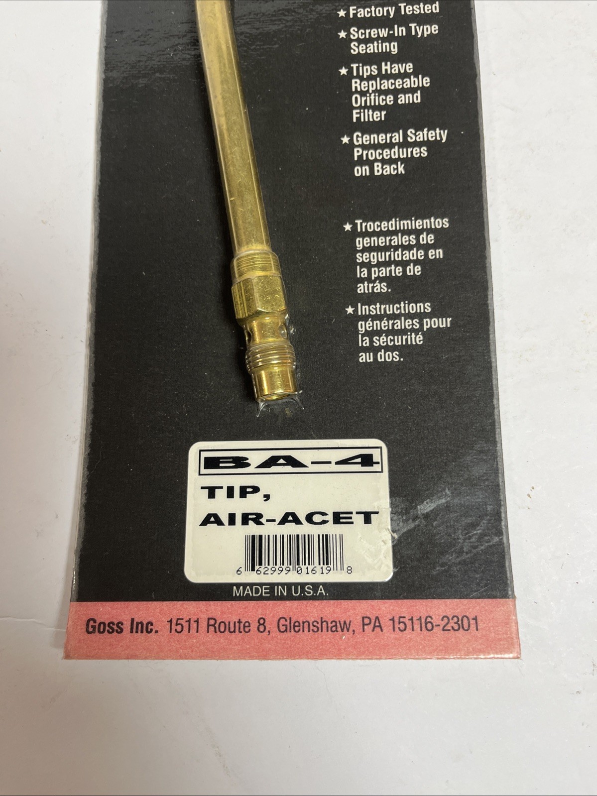 Goss Acet-O-Lite Feather Flame BA-4 Acetylene Tip
