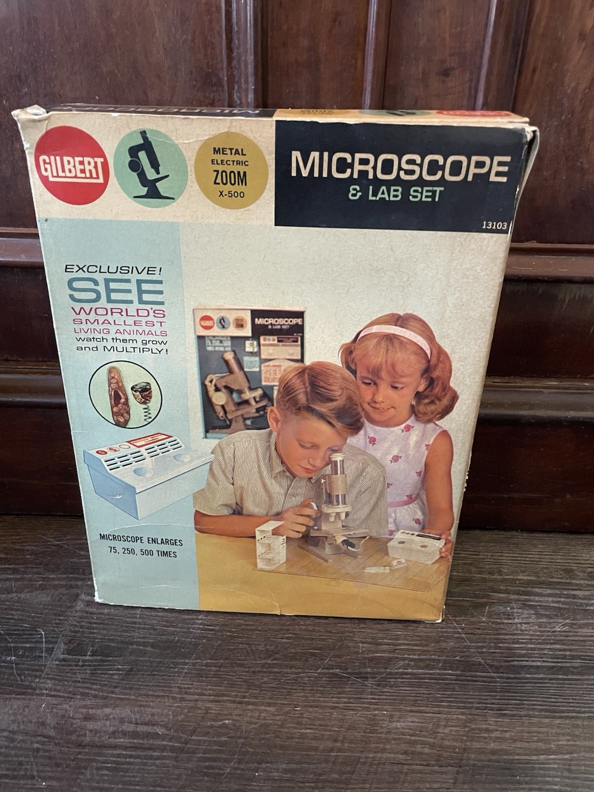 Vintage 1960s A.C. Gilbert Microscope and Lab Set Metal Case Electric Booklet