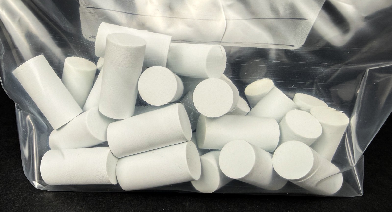 FOAM POPPER CRAFT LURE CYLINDERS - White 5/8" dia x 1-5/16" long - 30ct bag